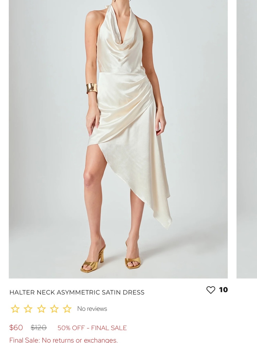 Endless Rose Ivory Asymmetrical Halter Satin Dress